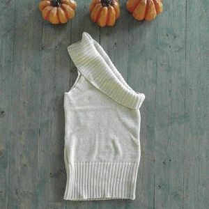 One shoulder shimmer, sleeveless sweater